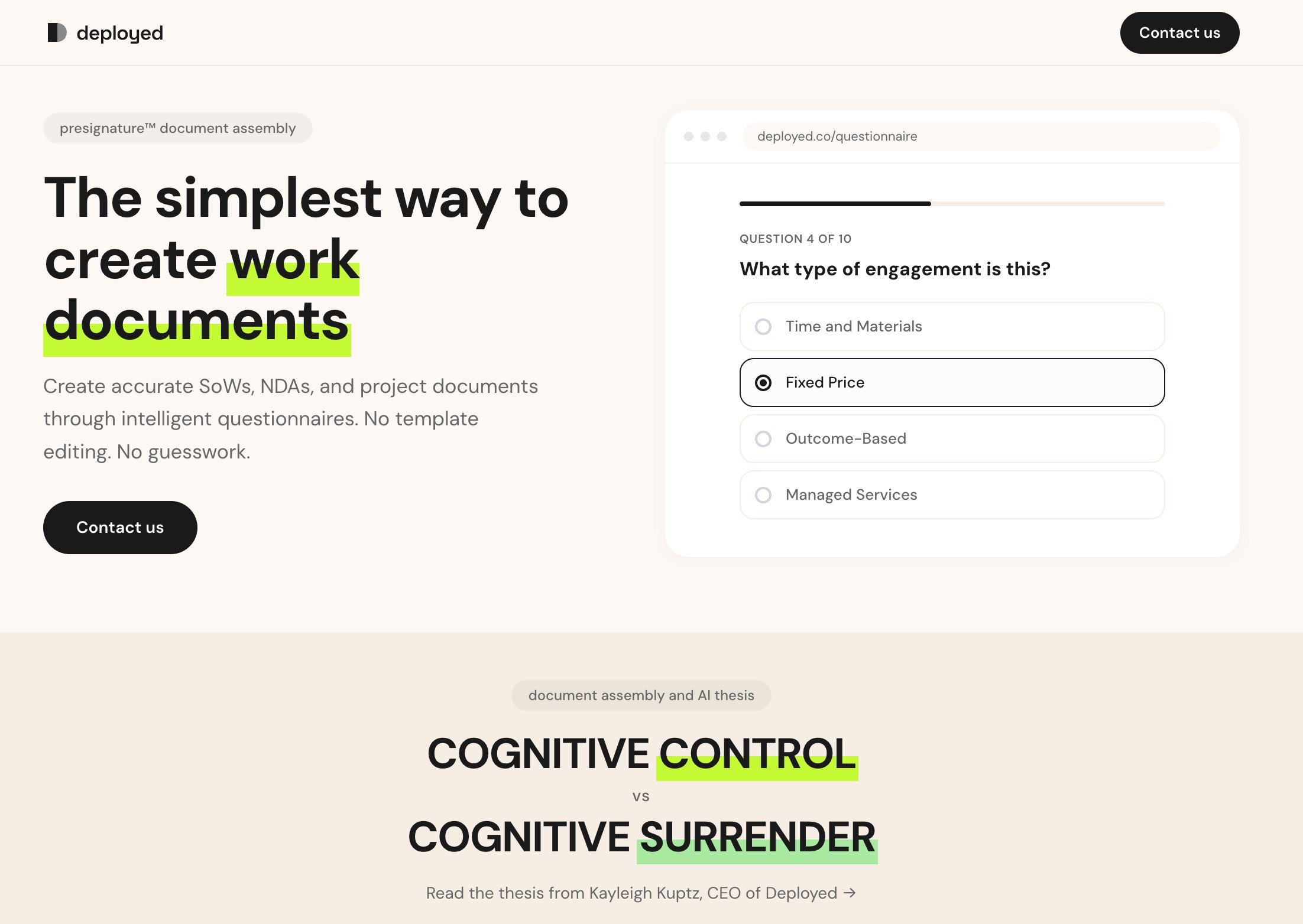 Deployed — presignature document assembly platform